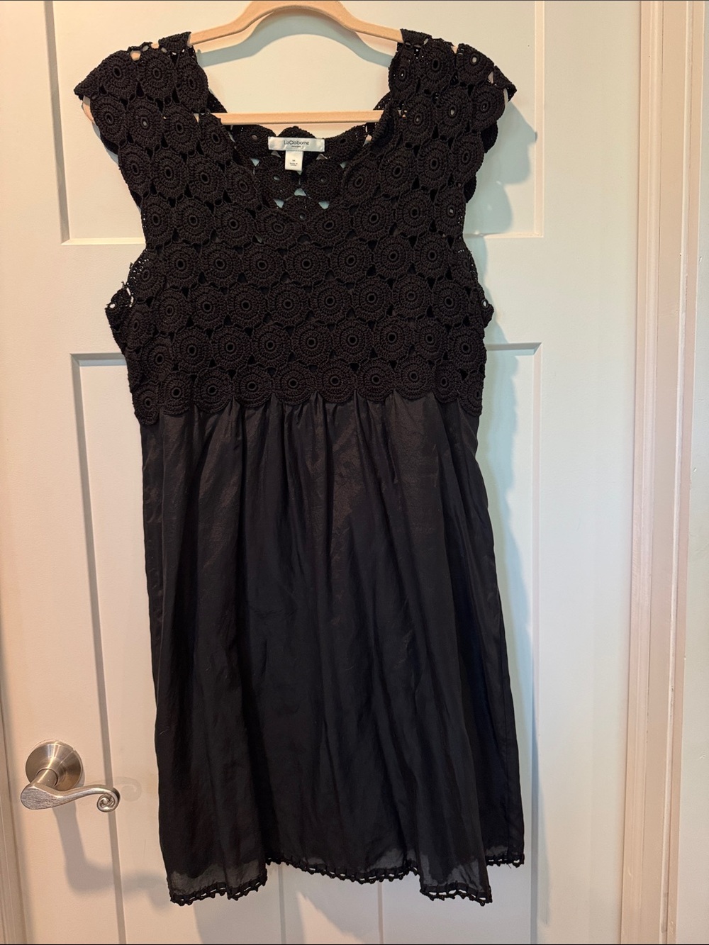 Liz Claiborne Black Crochet Bodice Mini Dress